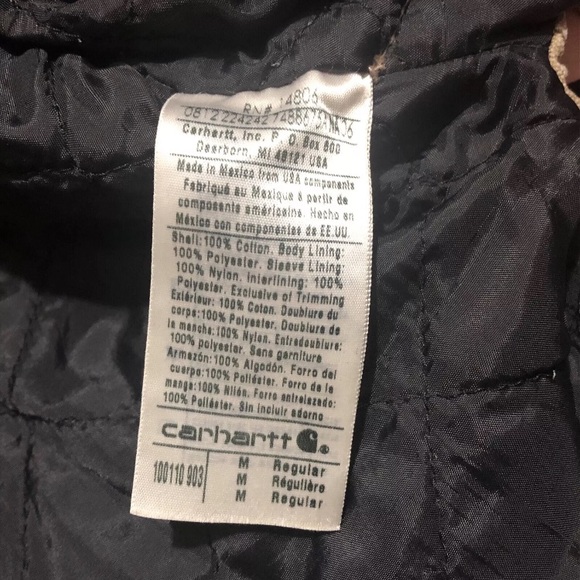 Carhartt Jacket Men M Khaki Cotton Fully Lined Zipped Cuffed Windbreaker Worker - Picture 10 of 11